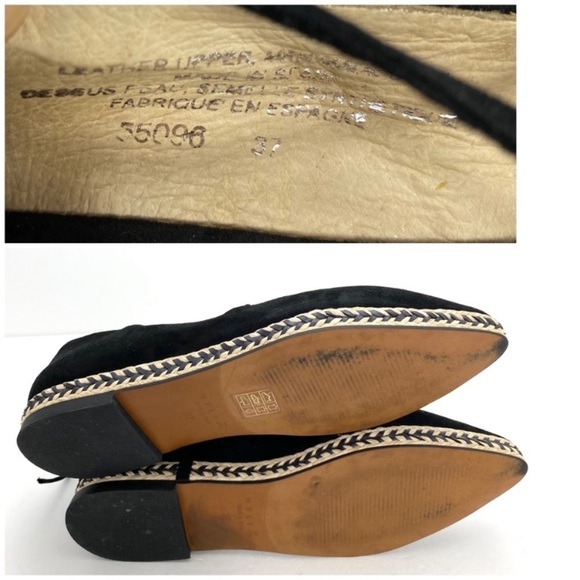 Helia Suede Ankle Lace Up Pointed toe Espadrilles Flats in Black - Picture 8 of 9